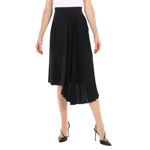 Moncler Ladies Asymmetric Pleated Skirt - Black - F10932D70010-C0359-999