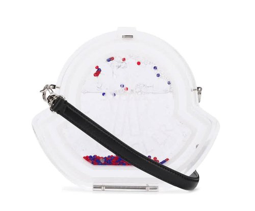 Moncler Ladies COQ Transparent Logo Crossbody Bag - Silver Tone/White - F109B5L70120-02S9Y-001X