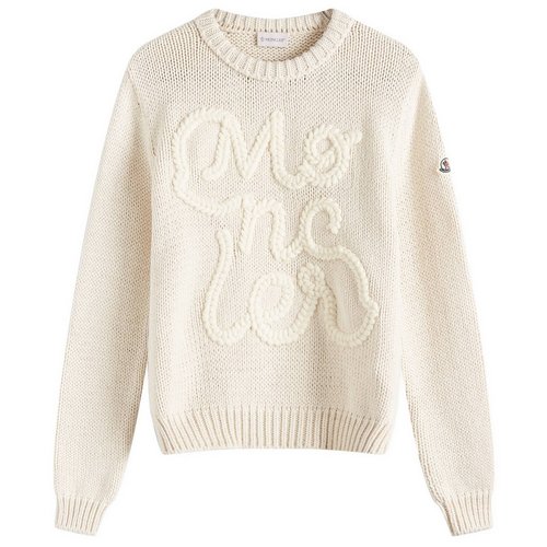 Moncler Logo Crew Neck Knit - Beige - 9C00004M5206034