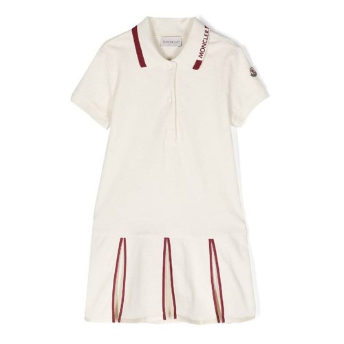 Moncler Logo Embroidered Collar Dress - White - J19548I00002-899YV-050