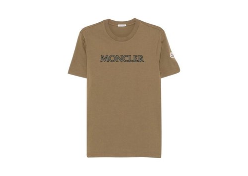 Moncler Logo Short Sleeve T-Shirt - Deep Yellow Olive - L10918C0007589B8U82E