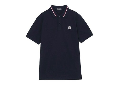 Moncler Logo Signature Polo Shirt - Dark Navy Blue - 8A0002189A1677X