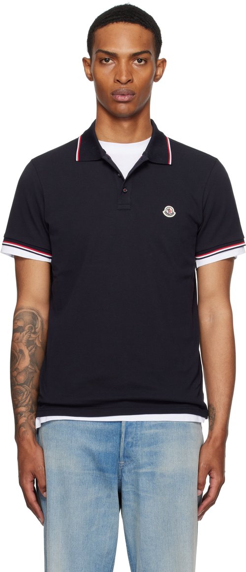 Moncler Polo Blu Navy In Piquet Da Bambino K19548A00002-778