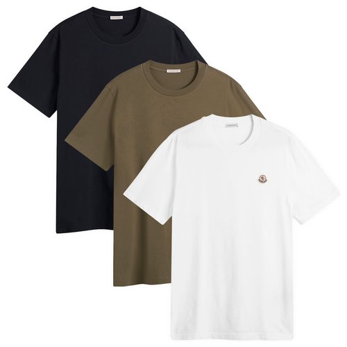 Moncler Short Sleeve 3 Pack Cotton T-Shirts - Multi - 8C000829H8323P3