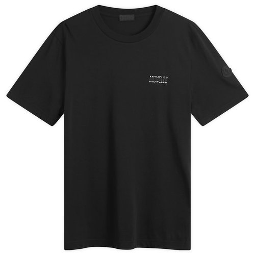 Moncler Stripe Logo Short Sleeve T-Shirt - Black - 8C00089AYW07999