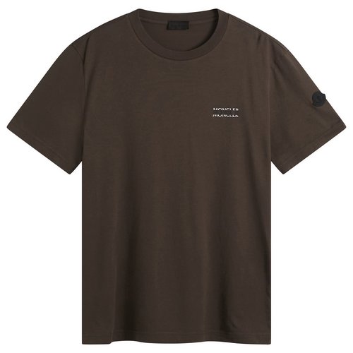 Moncler Stripe Logo Short Sleeve T-Shirt - Brown - 8C00089AYW07258