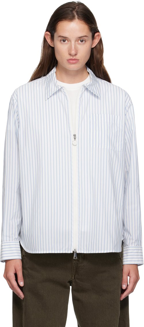 Moncler White & Blue Striped Shirt - F00 Panna - K20932F00016598S1