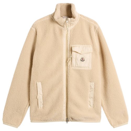Moncler Zip Up Teddy Fleece Cardigan - Beige - 8G0004389B5921G