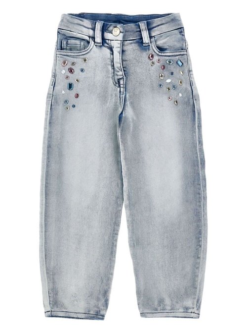 MOnnalisa Grey Jeans With Crystal Appliques And Logo Patch On The Back In CottOn - 19F40360420062