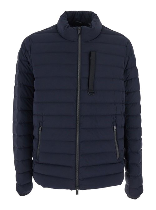 Moose Knuckles laki Blue Down Jacket With High Neck And Logo Patch On The Sleeve In Tech Fabric Man - Navy - M35MJ127_833