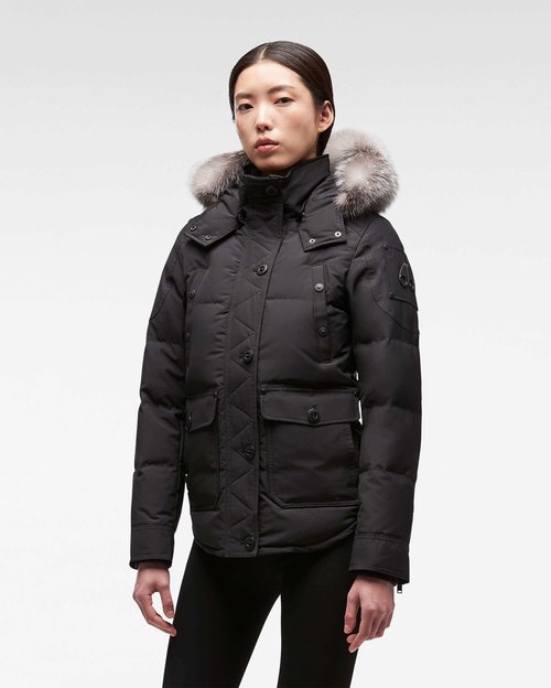 Moose Knuckles Anguille Jacket - Black/Frost Fox Fur - M39LJ113_310