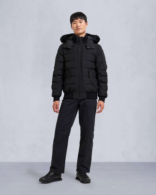 Moose Knuckles Onyx Scotchtown Nylon Bomber Jacket - Black/Black Shearling - M33MB014S_305