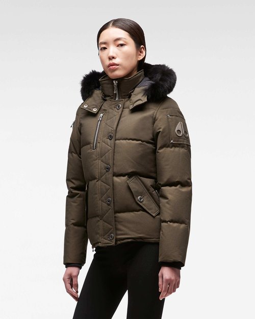 Moose Knuckles 3Q LDS Jacket - Army/Black Fox Fur - MK2229L3Q_775