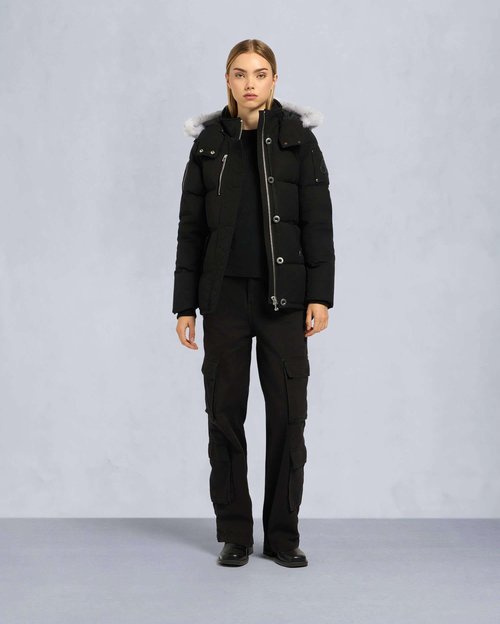 Moose Knuckles Original 3q Neoshear Hooded Jacket - Black/Natural Shearling - M32LJ129S_1001