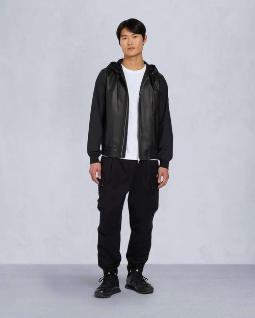 Moose Knuckles Rufus Mixmedia Leather Jacket - Black/Shiny Black - M15MB007_313