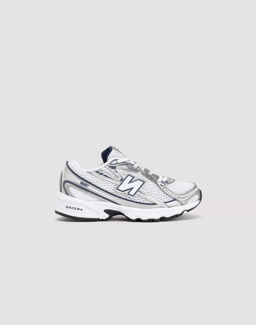 New Balance 740 Bungee Lace - White/Metallic Silver/Navy Blue - PZ740WN