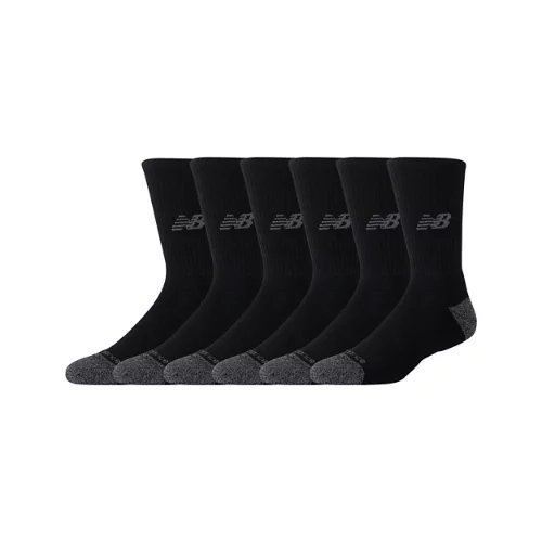 New Balance Active Crew Socks 6 Pack - Black - LAS6520-1BK