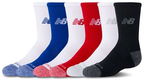 New Balance Active Cushion 6PK Crew Socks - White - LAS65125