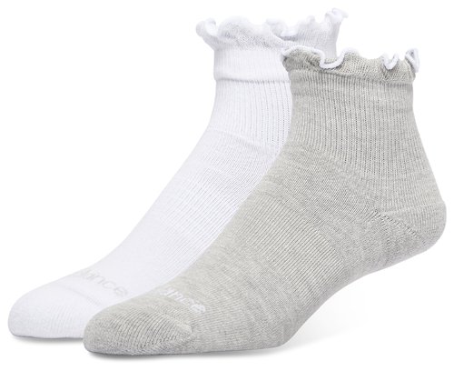 New Balance Active Ruffle 2PK Quarter Sock Size M - White - LAS15114