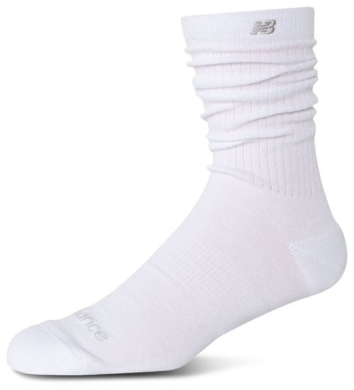 New Balance Active Slouchy 1PK Crew Sock Size L - White - LAS15113