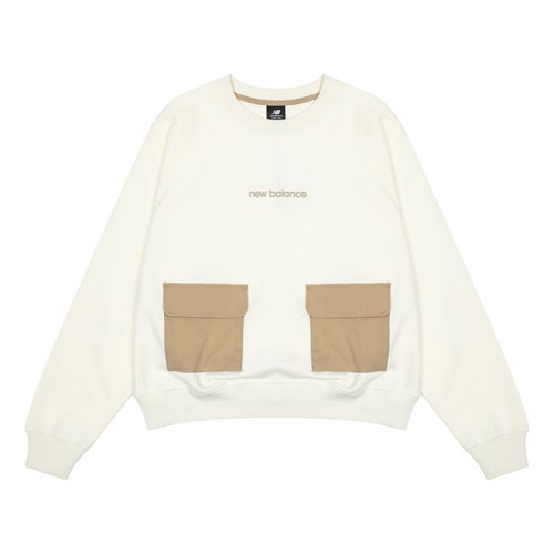 New Balance Casual Pocket Sweatshirt Asia Sizing - White/Brown - AWT23320