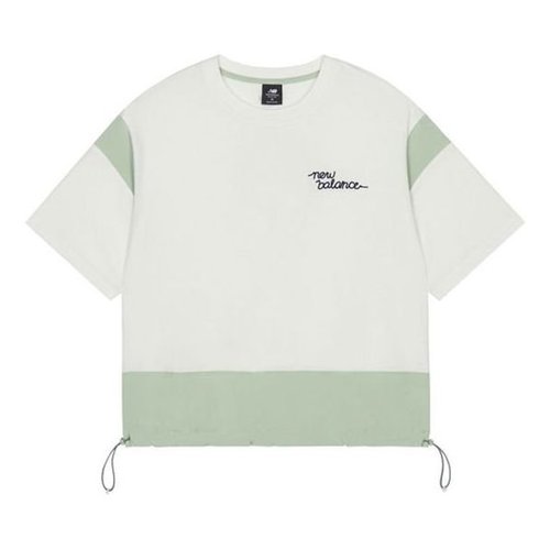 New Balance Colorblock Loose Round Neck Pullover Short Sleeve - White - AWT13300