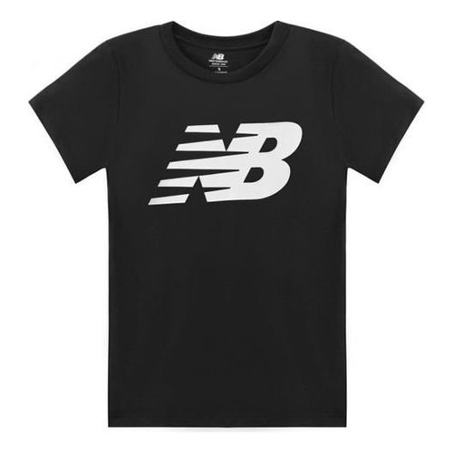 New Balance Contrasting Colors Logo Printing Sports Round Neck Short Sleeve - Black - MT03919-BK