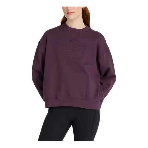 New Balance Embossed Logo French Terry Crewneck Sweatshirt Asia Sizing - Plum Brown - WT43535-PLN