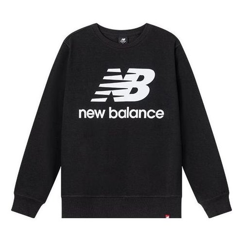 New Balance Essentials Stacked Logo Crew Sweatshirt Asia Sizing - Black/White - AMT03560