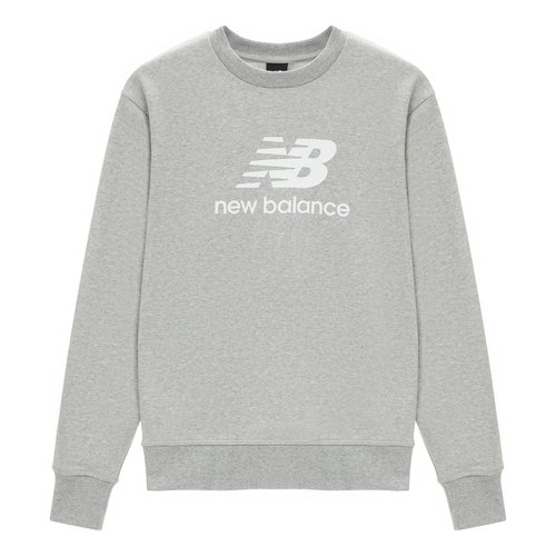 New Balance Essentials Stacked Logo French Terry Crewneck Asia Sizing - Grey - AMT31538