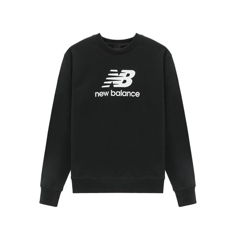 New Balance Essentials Stacked Logo French Terry Crewneck Asia Sizing - Black - AMT31538