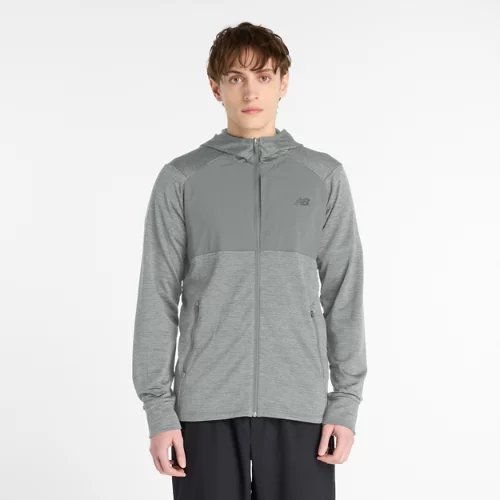 New Balance Heat Grid Hooded Full Zip - Grey - MJ43206-AG