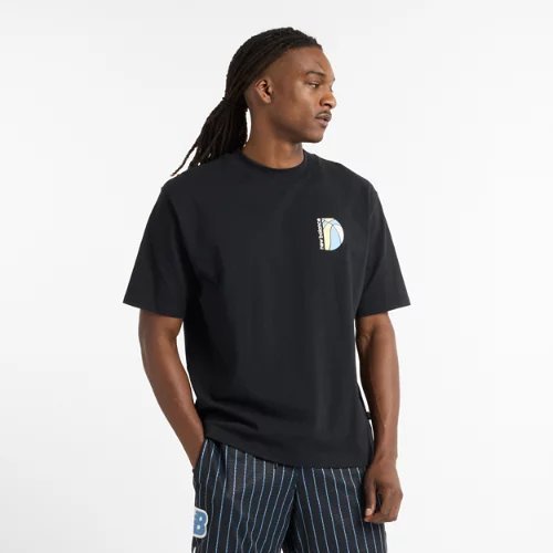 New Balance Hoops Mosaic Court Graphic Oversized T-Shirt - Black/White - MT51609-BK