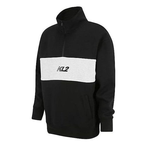 New Balance KawhiAsia Sizing 's Klawset 1/4 Zip Rugby Top - Black/White - MT23590-BK