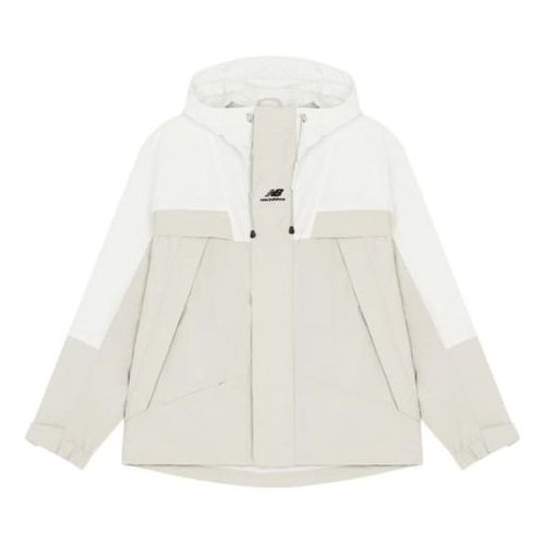 New Balance Logo Embroidered Colorblock Hooded Jacket Couple Style - White - 5AC14103