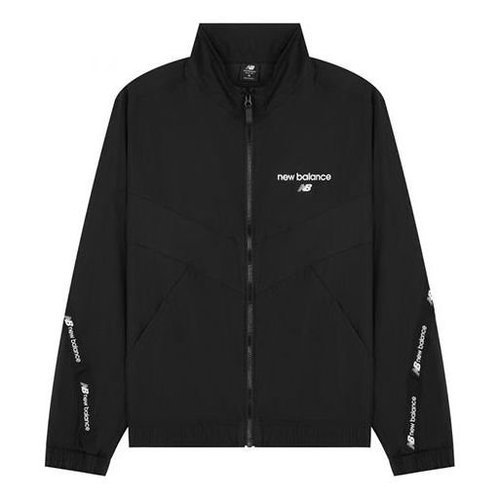 New Balance Logo Full-Zip Woven Jacket Asia Sizing - Black/White - AMJ22350