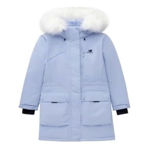 New Balance Logo Hooded Parka Jacket Asia Sizing - Light Blue/White - 5PC44432