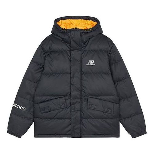 New Balance Logo Print Down Jacket - Black/Orange/White - AMJ13334