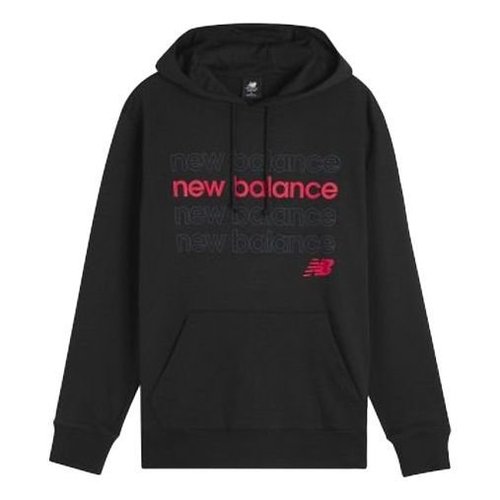 New Balance logo Printing Drawstring hooded Long Sleeves - Black - AMT01916