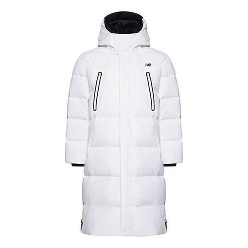 New Balance Nylon Street Style Plain Long Down Jacket Asia Sizing - White/Black - NP846061