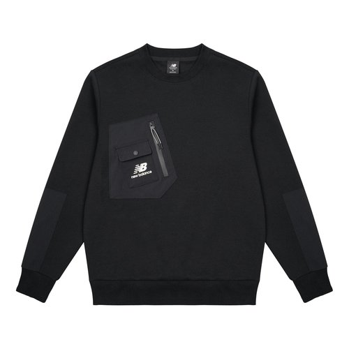 New Balance Pocket Splicing Knit Sports Round Neck Pullover Couple Style - Black - AMT13378