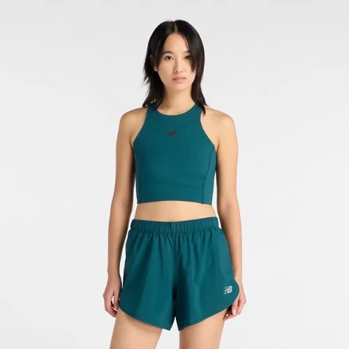 New Balance RC Elite Storage Crop Tank Top - Green - WT61P7F-AAV