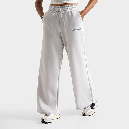 New Balance Script Wide Leg Fleece Pants - Grey Matter - WP43902-041-D