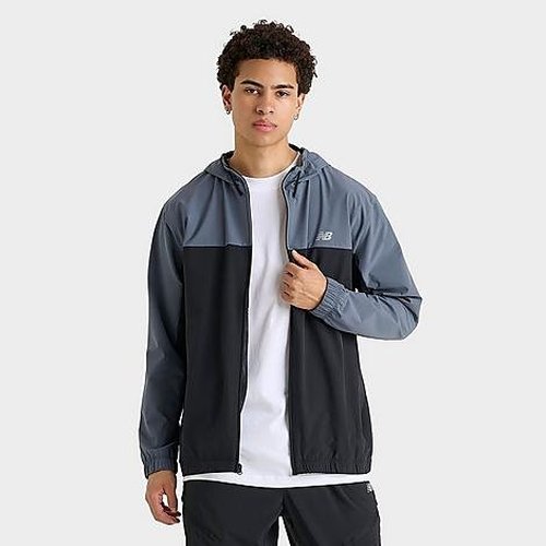 New Balance Woven Full-Zip Jacket - Black/Slate Grey - MJ41018-005