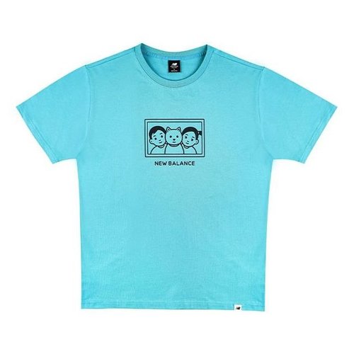 New Balance x Noritake Crossover Funny Cartoon Photo Printing Casual Short Sleeve Lake T-Shirt - Blue - AMT12399