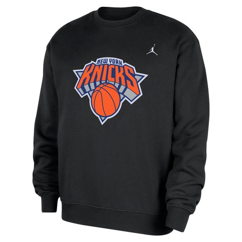 New York Knicks Statement Essentials Air Jordan NBA Fleece Crew-Neck Sweatshirt - Black/White - HM7596-010