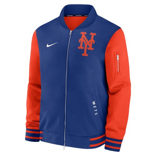 New York Mets Authentic Collection Dugout Nike MLB Full-Zip Bomber Jacket - Rush Blue - 02F30C7HNME-TZ7