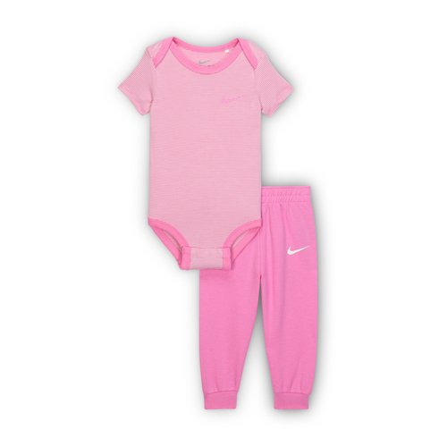 Nike Striped Bodysuit and Jogger Pants Set - Playful Pink - 56M038-AFN