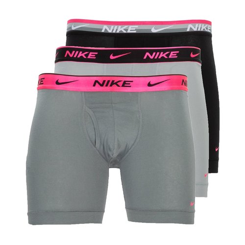 Nike 3 Pack Dri-FIT Essential Cotton Stretch Boxer Briefs - Hyper Pink Metallic Airmax WB/Wolf Grey/Cool Grey - KE1167-863