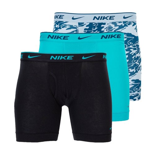 Nike 3 Pack Dri-FIT Essential Cotton Stretch Boxer Briefs - Lt Armory Blue Warped Marble AOP/Dusty Cactus/Black - KE1167-492